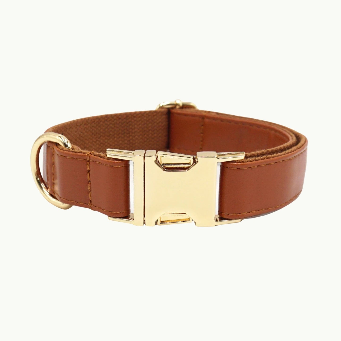 Caramel vivid leather dog collar with adjustable buckle