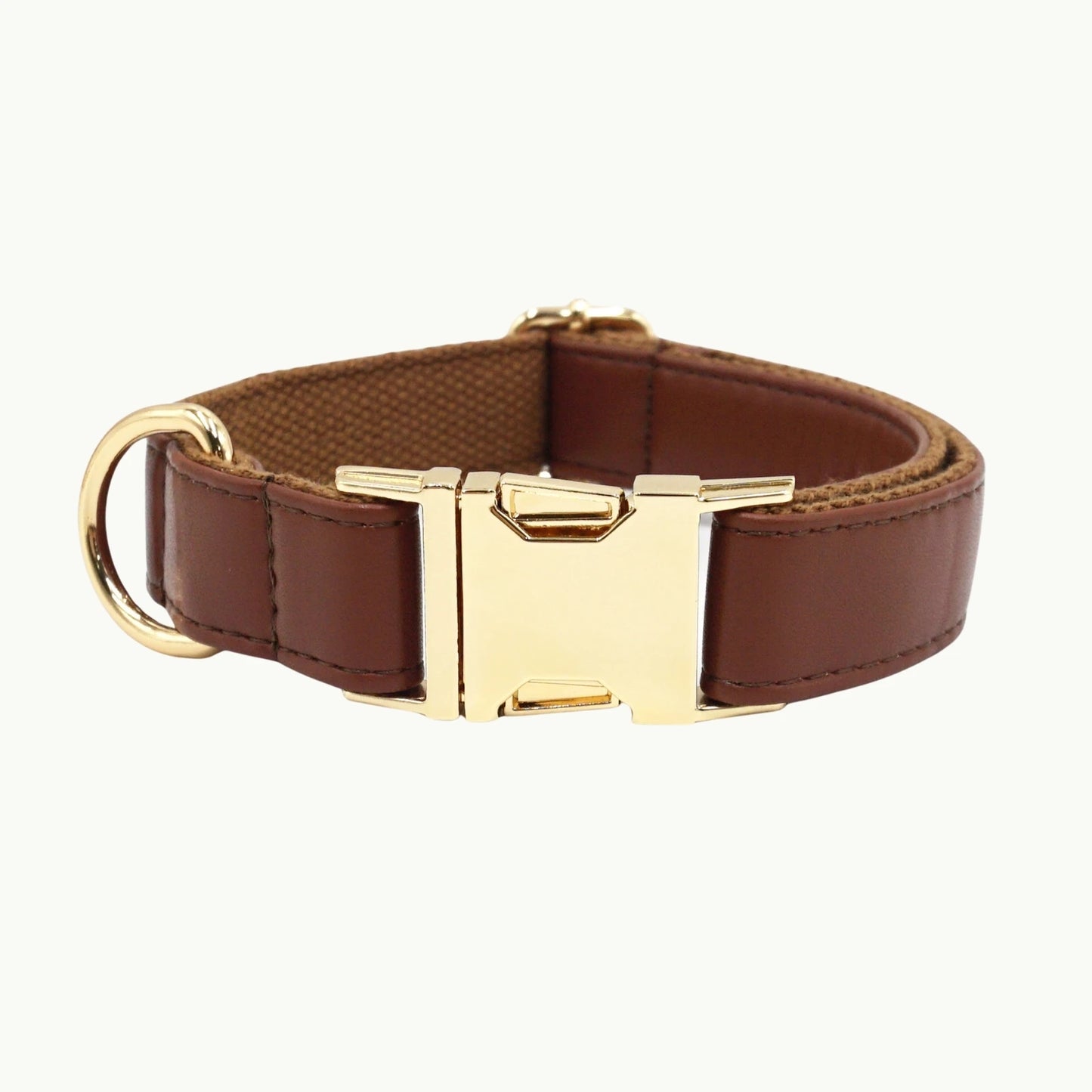 Dark Brown vivid leather dog collar with adjustable buckle