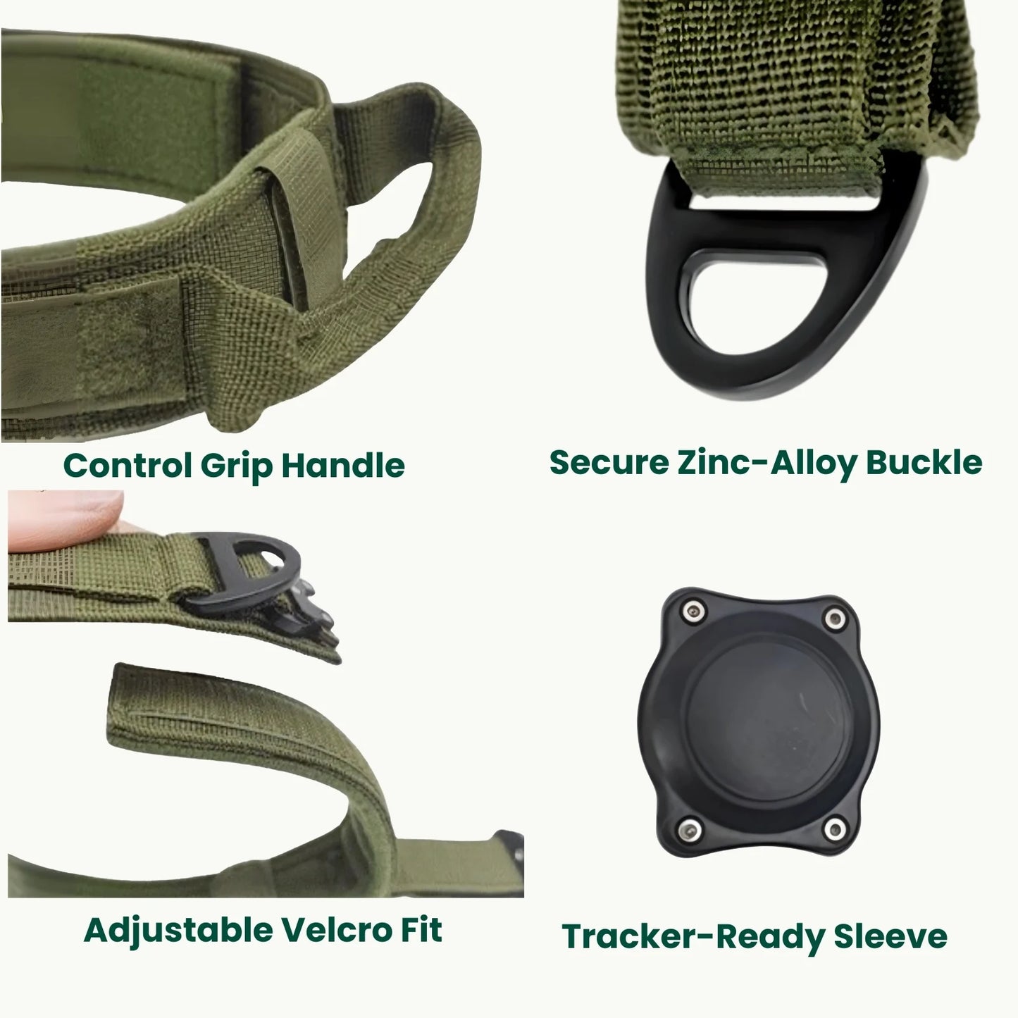 Close-up of zinc alloy buckle on TrailGuard GPS-ready dog collar