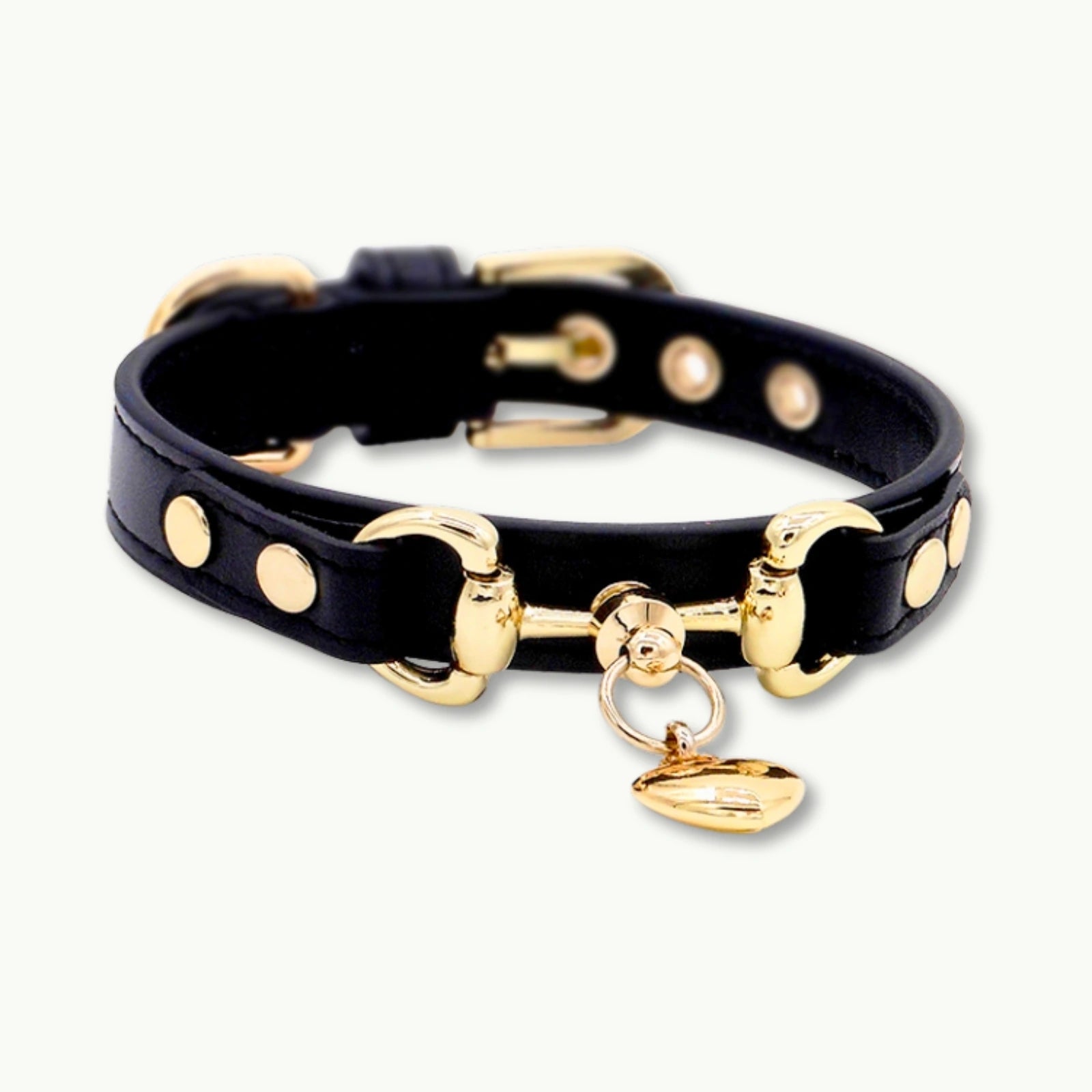 Classic black leather rhinestone collar, fashionable accessory for cats and dogs