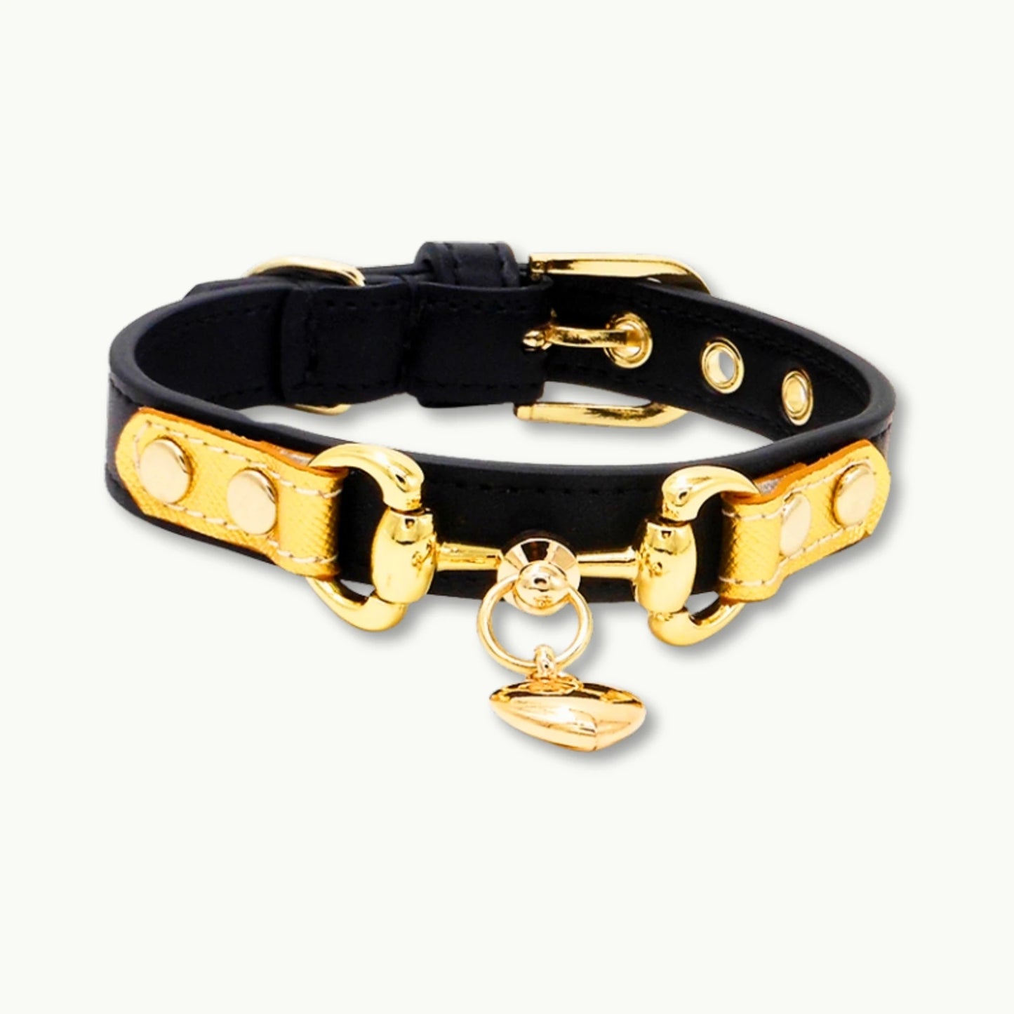 Stylish black rhinestone pet collar, durable leather design for cats and dogs