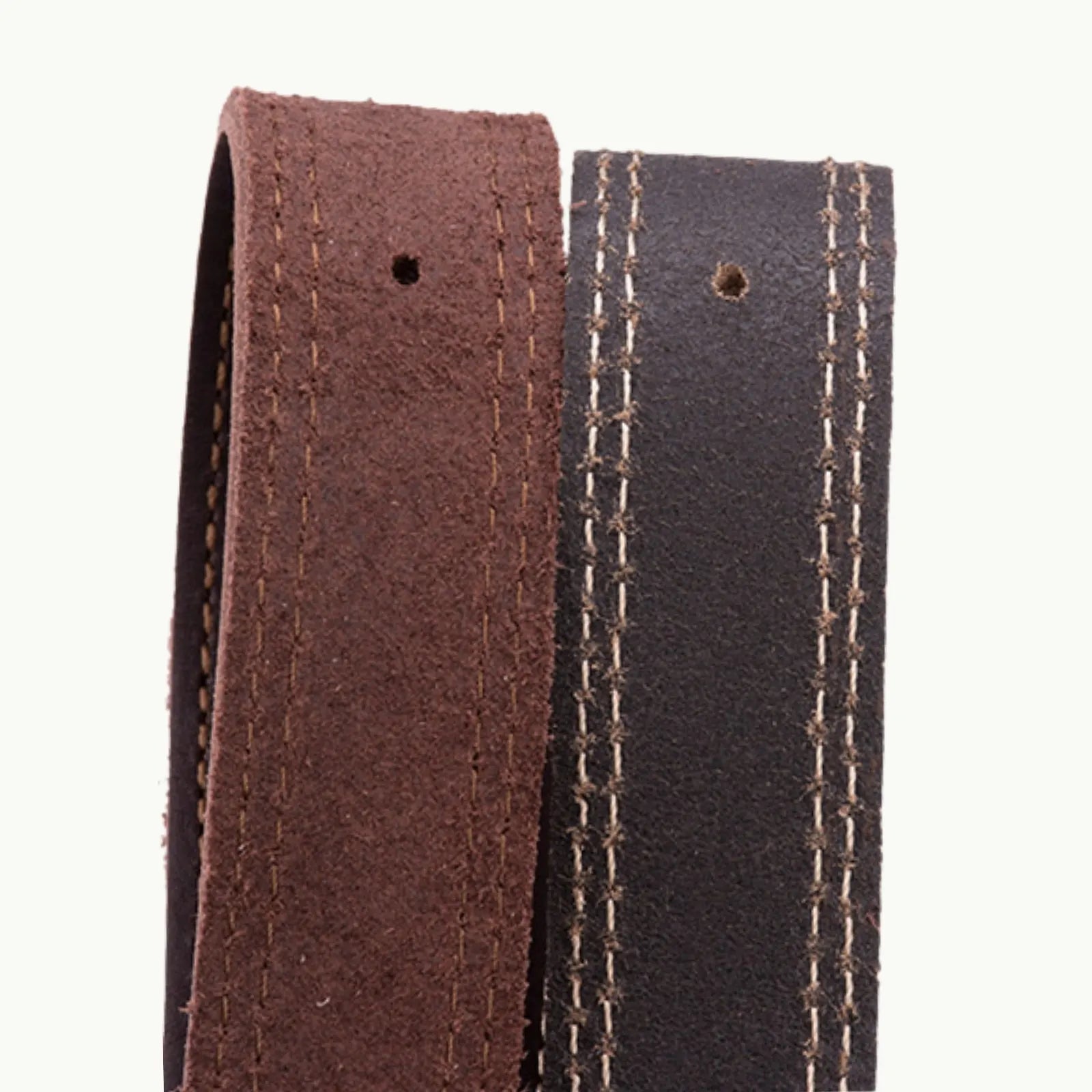 Premium cowhide leather dog collar close-up showing stitching and durability