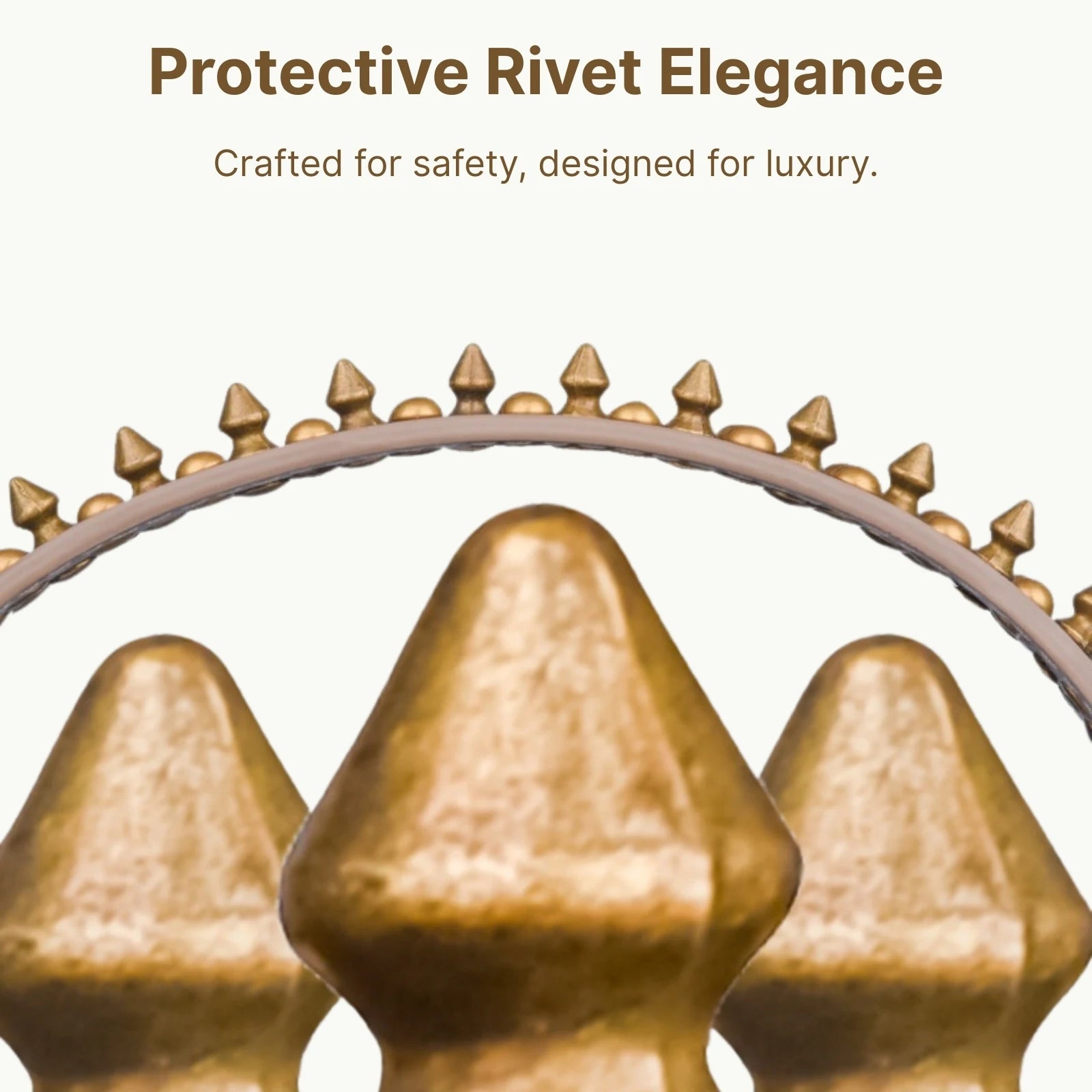 Protective rivet design with gradient leather texture