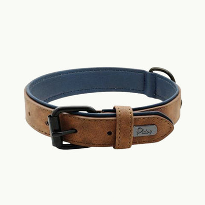 Chestnut Brown LuxPaw dual-layer dog collar with sturdy hardware