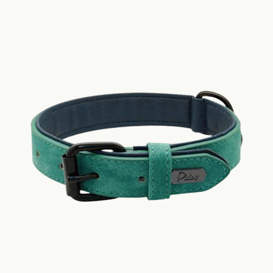 Forest Green LuxPaw dual-layer dog collar with strong buckle