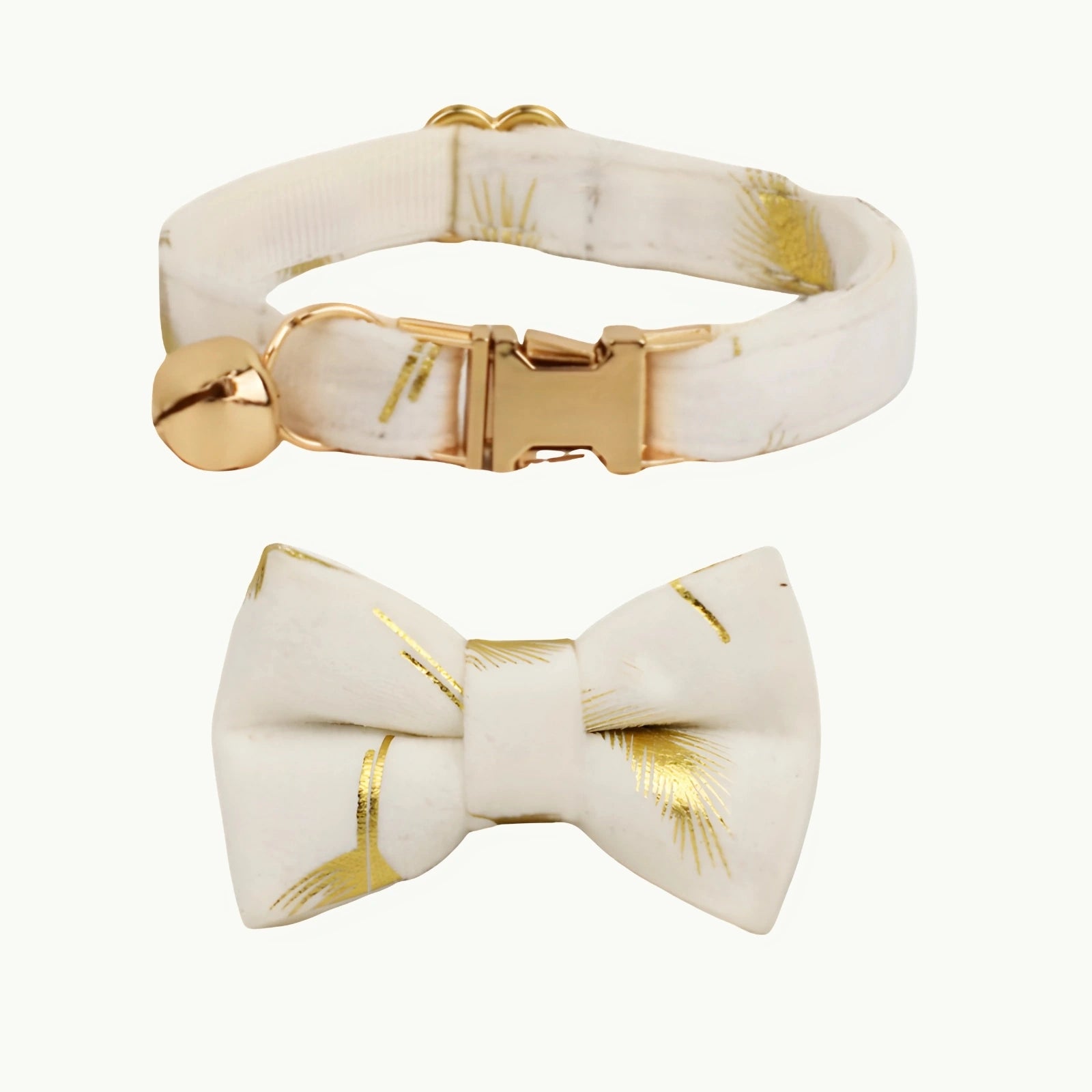 White cat collar with matching bow tie and bell