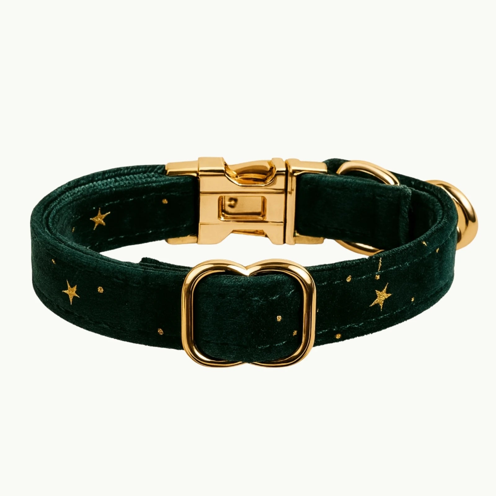 Emerald green cat collar with gold star detailed