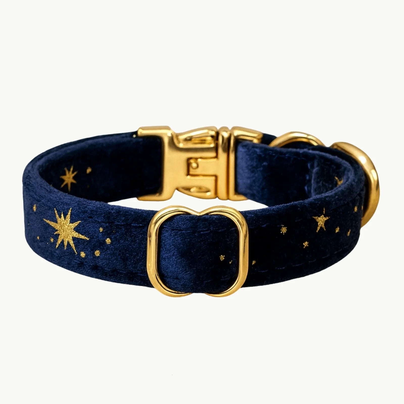 Midnight sky blue cat collar with star pattern