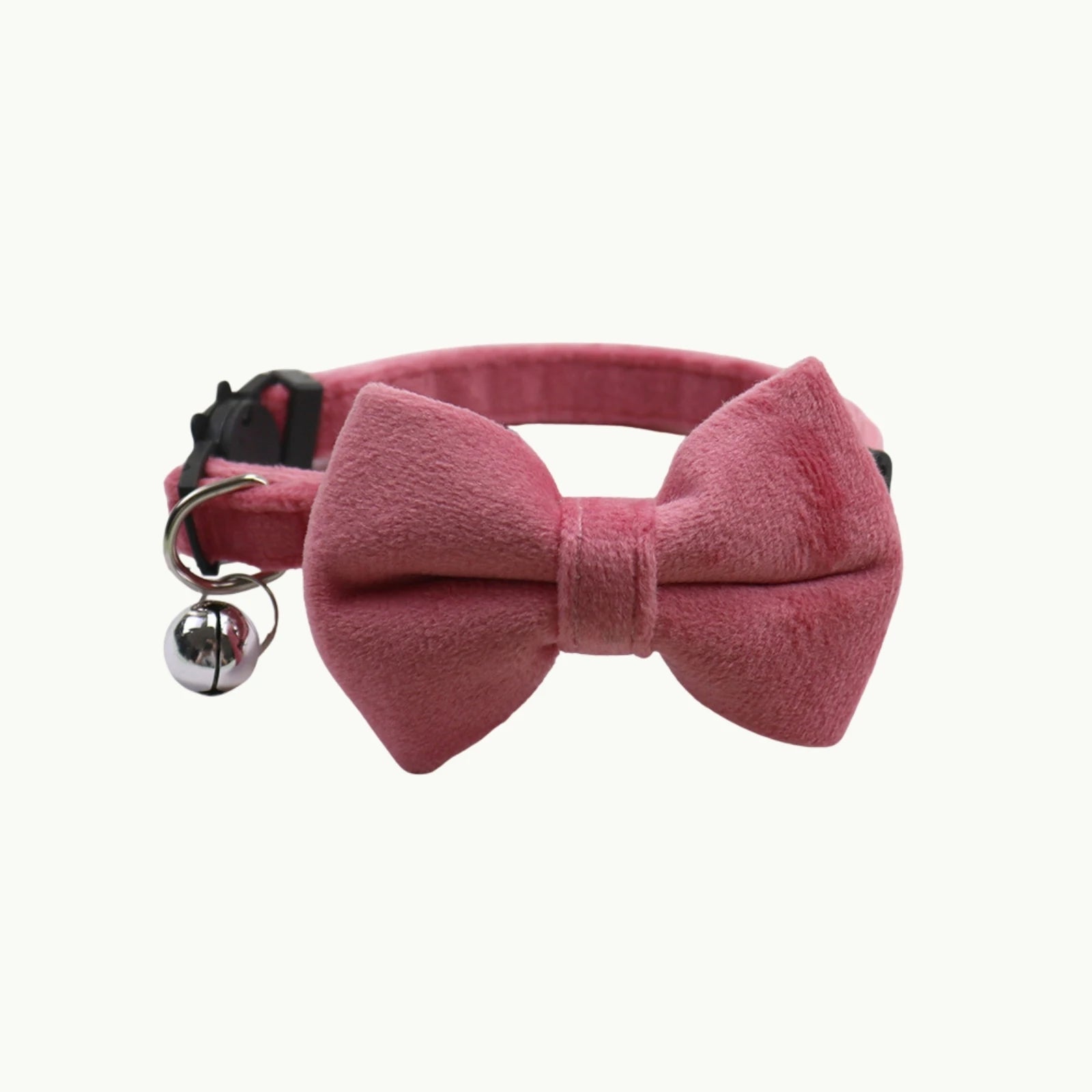 Pink VelvetBow suede cat collar with bow tie