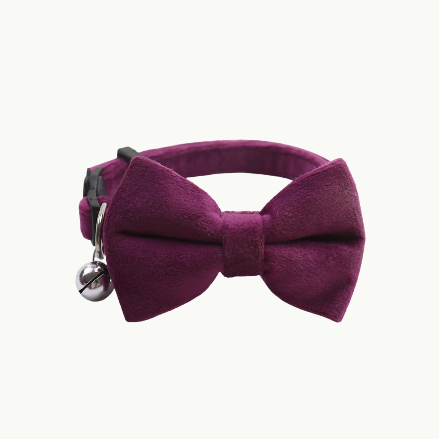 Purple VelvetBow cat collar with elegant bow and bell