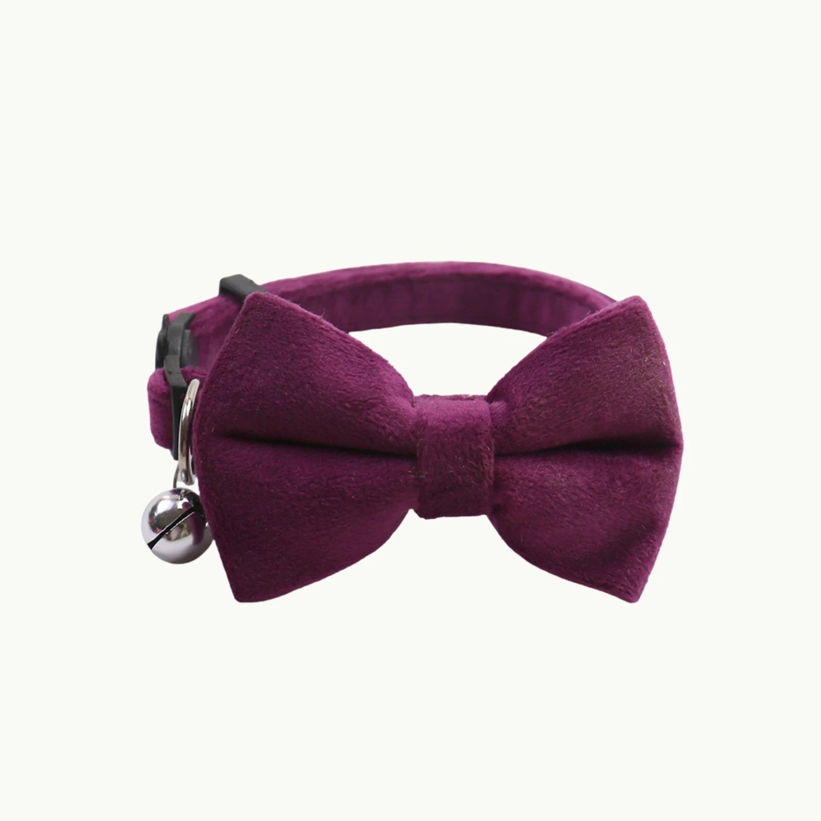 Purple VelvetBow cat collar with elegant bow and bell