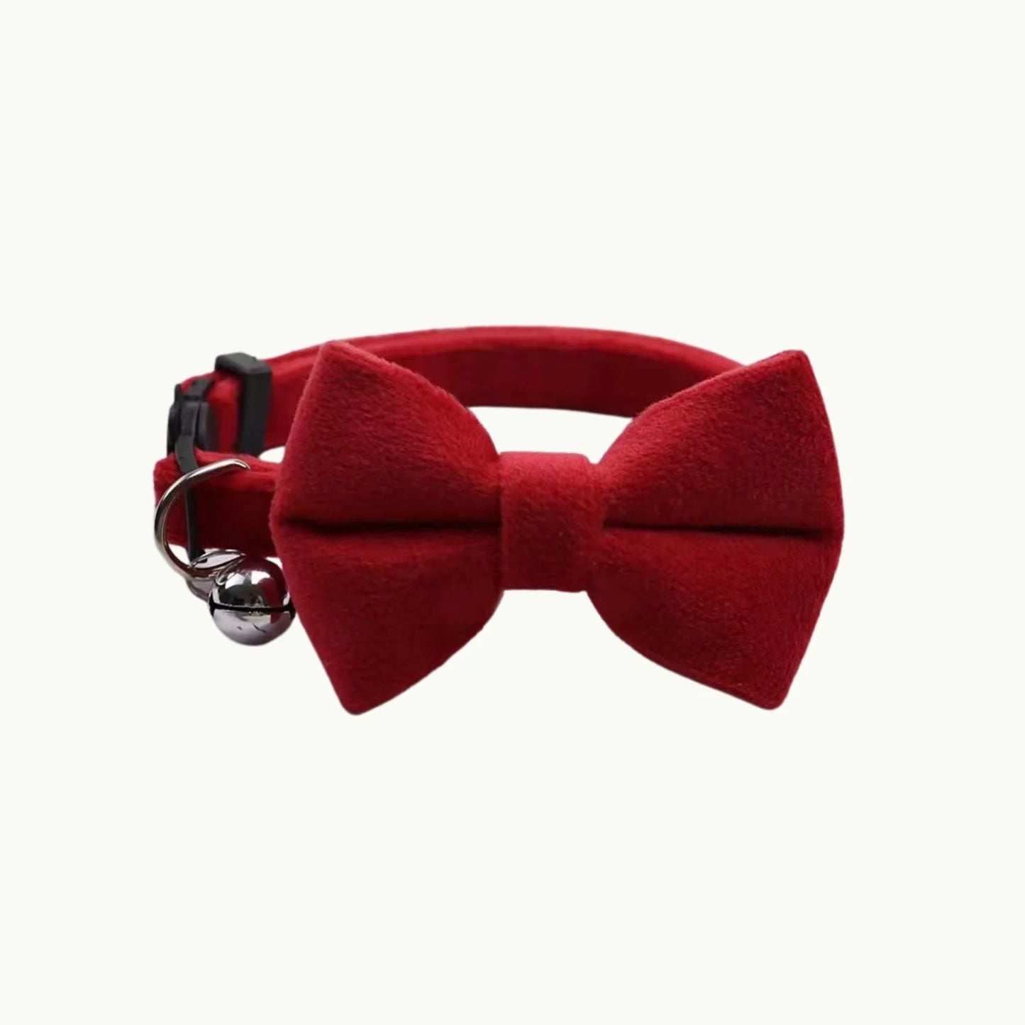 Red VelvetBow cat collar with stylish bow tie
