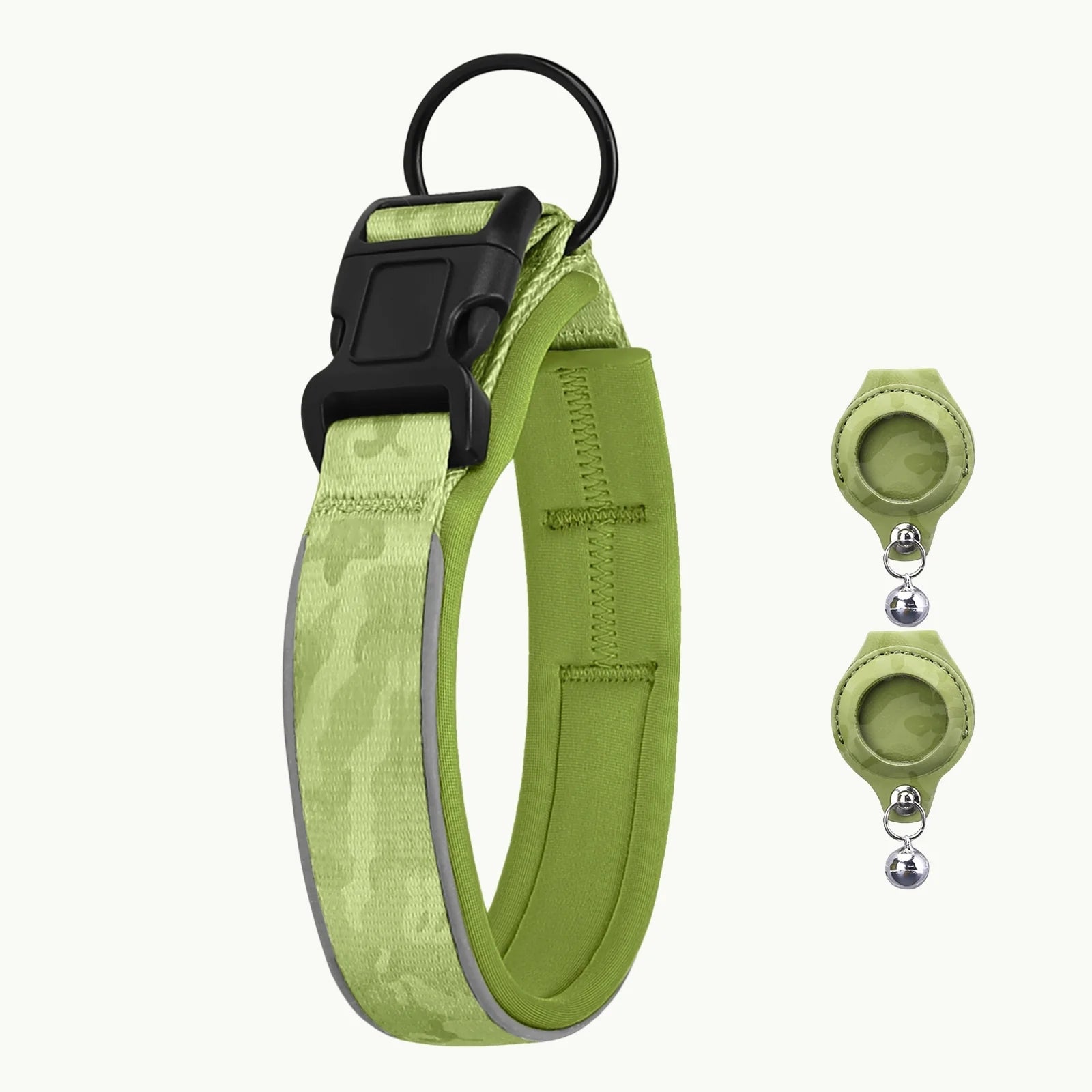 Forest Green PawSecure GPS collar with two tracker covers