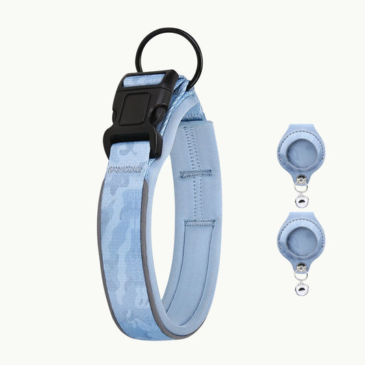 Ocean Blue PawSecure premium GPS dog collar with safety buckle