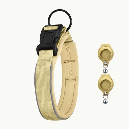 Sandstone Beige PawSecure premium GPS dog collar with two tracker covers