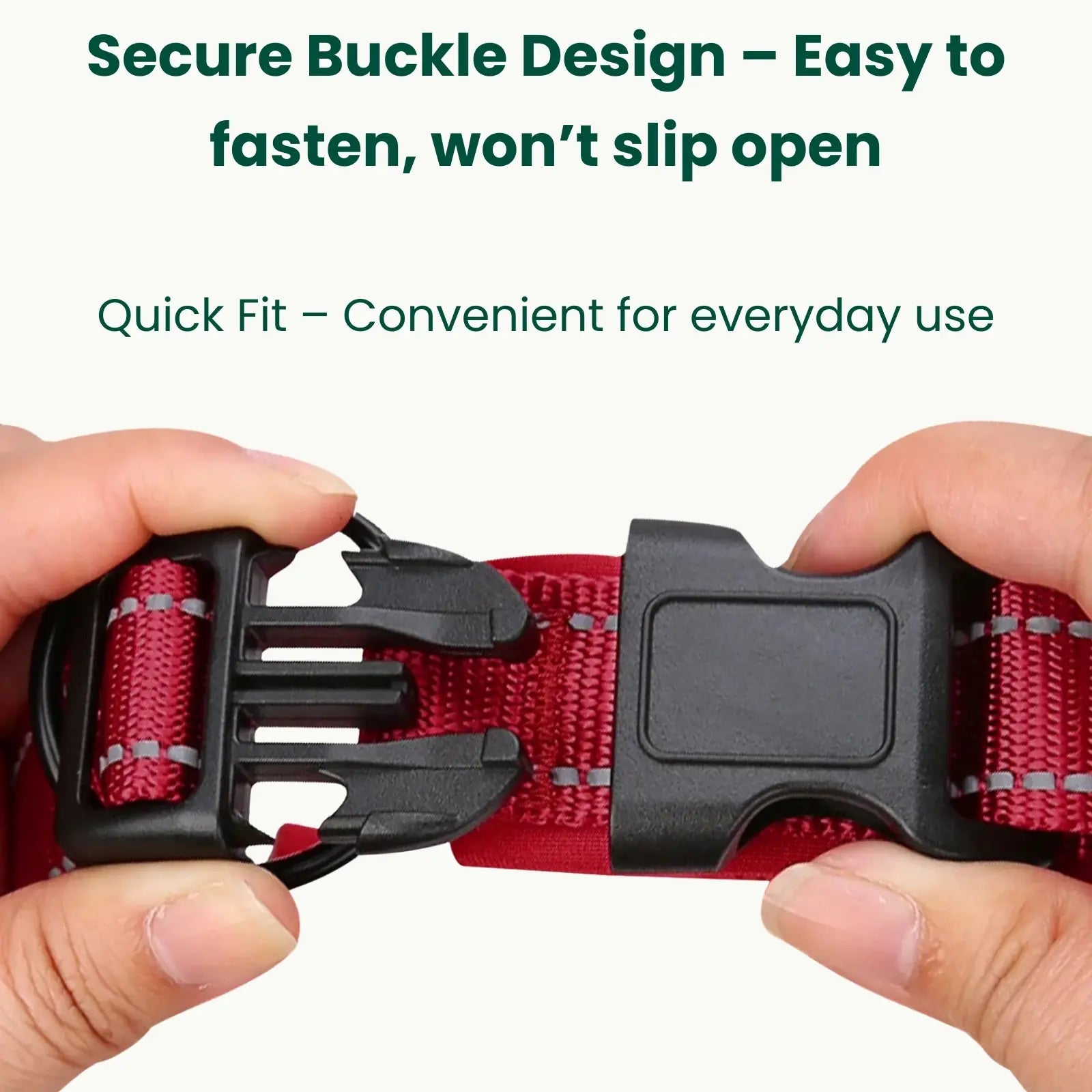 Secure buckle detail on PawSecure Solid GPS dog collar