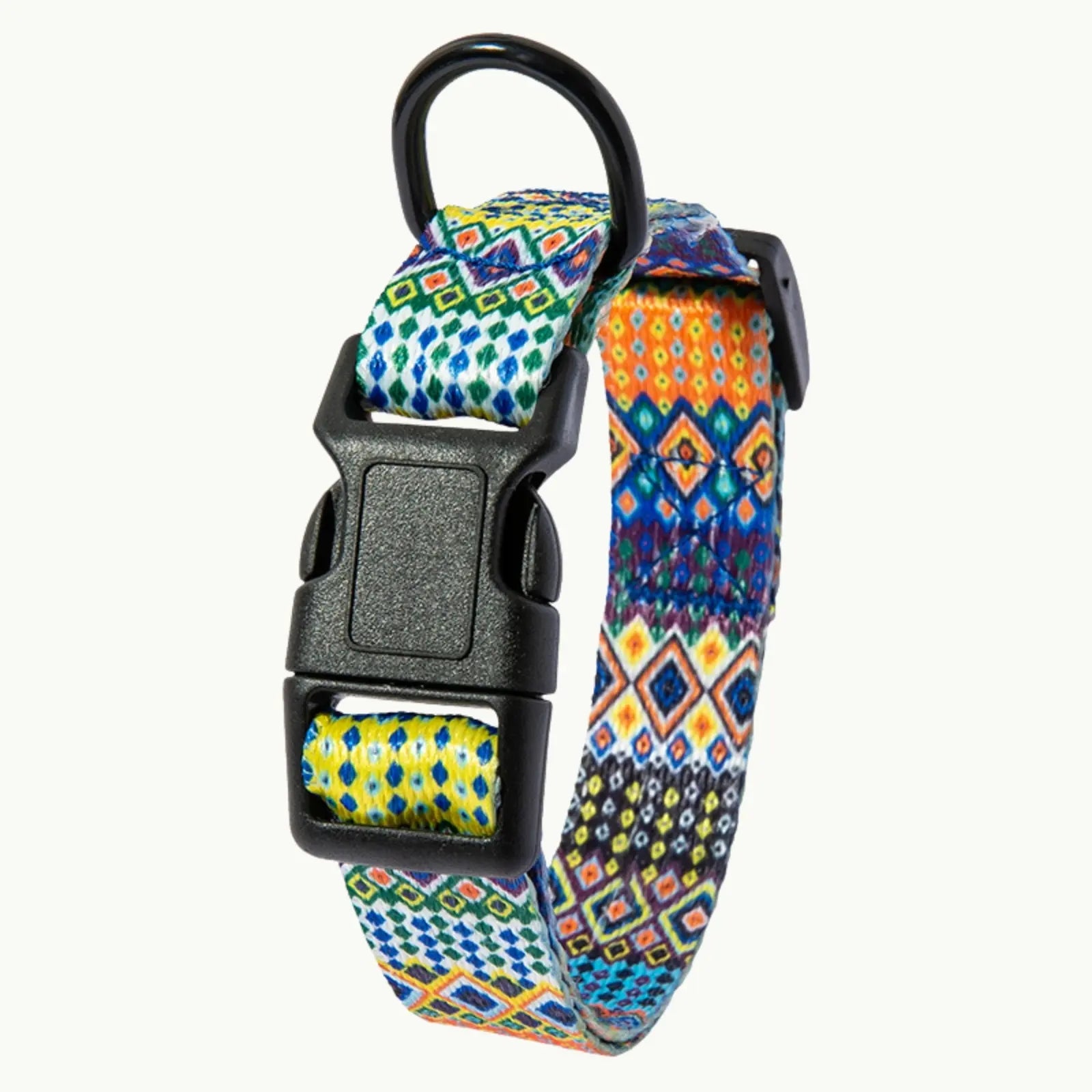 Boho Dog Collar Only with pattern Olive Green 