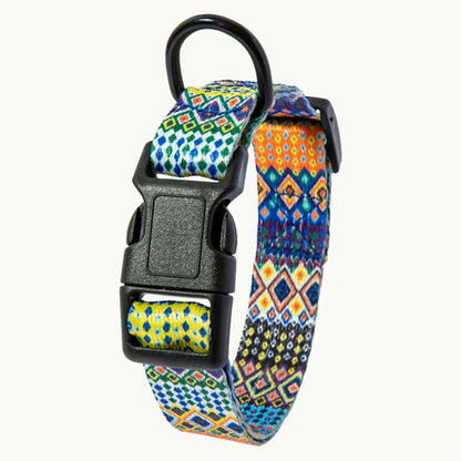 Boho Dog Collar Only with pattern Olive Green 