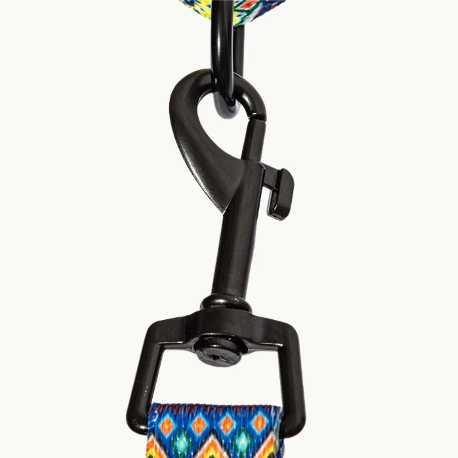Metal hook detail on boho style dog leash