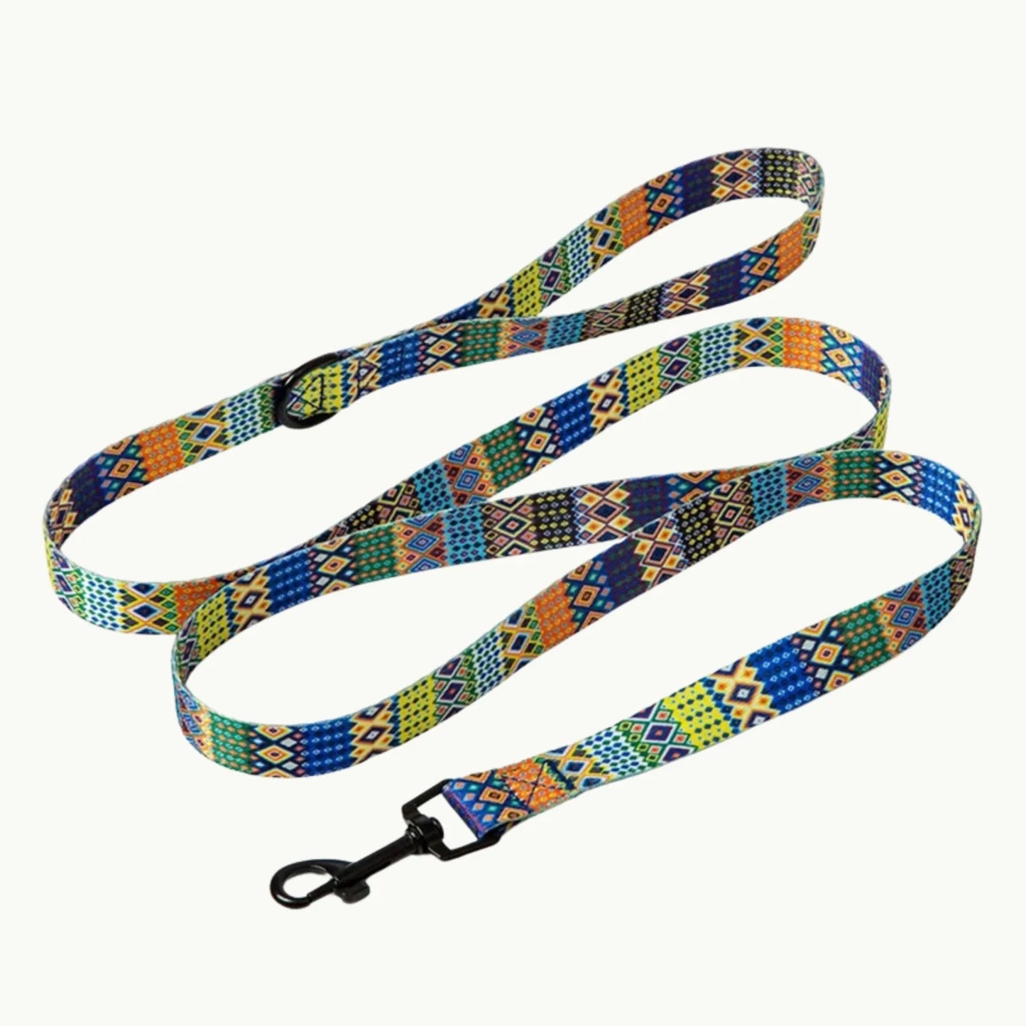 Colorful geometric design dog leash