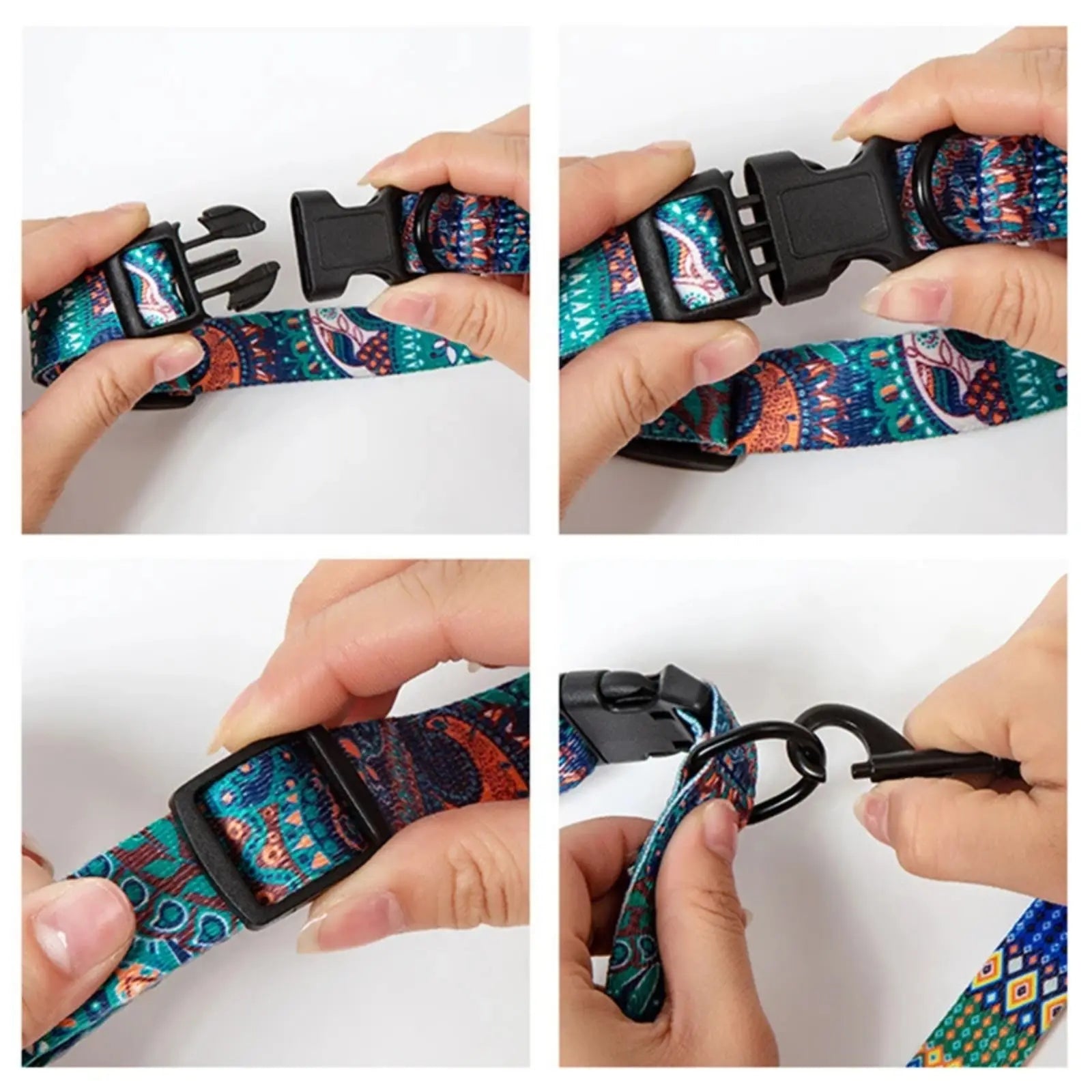 Colorful adjustable boho style dog collar