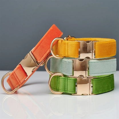 Soft pastel dog collar and lead set in multiple colors in different view