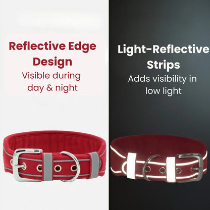 Red rhinestone dog collar with reflective edge design