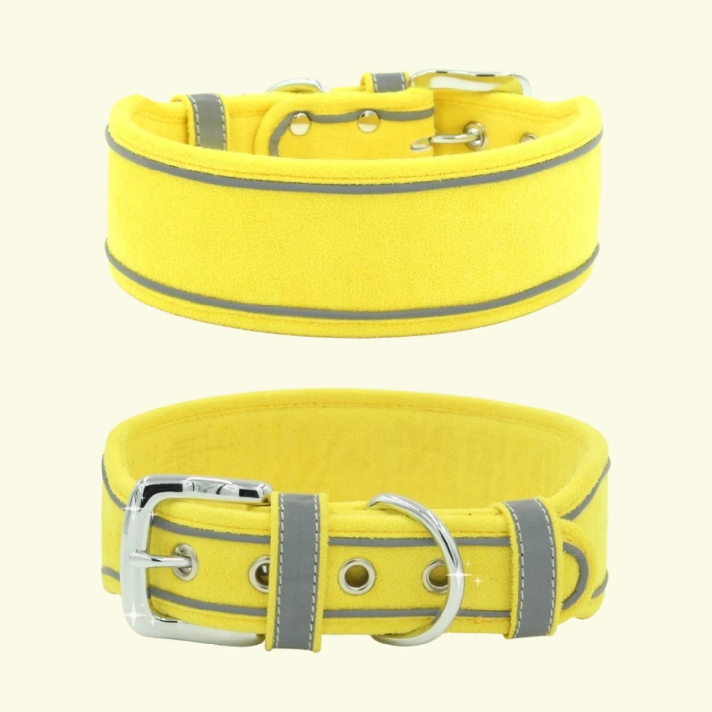 Golden yellow rhinestone dog collar with durable buckle