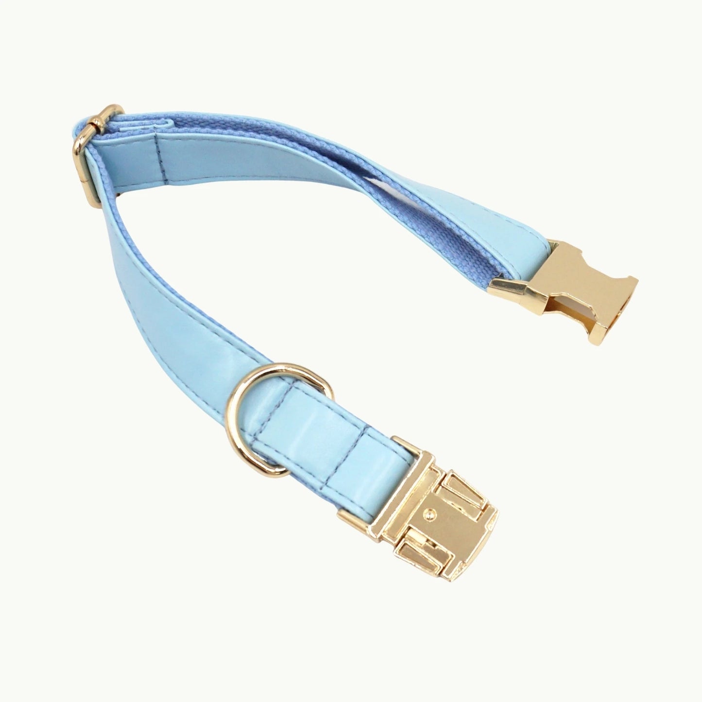 Light blue vivid leather dog collar in different view