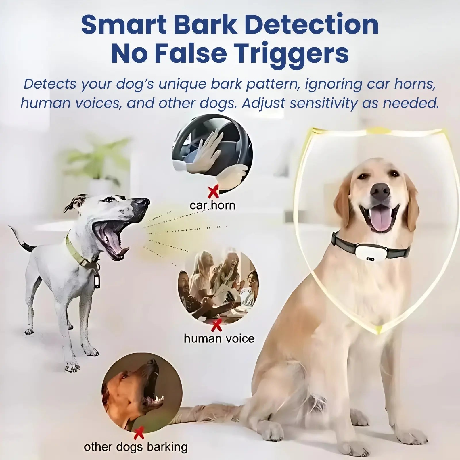 Smart bark detection collar for dogs with no false triggers