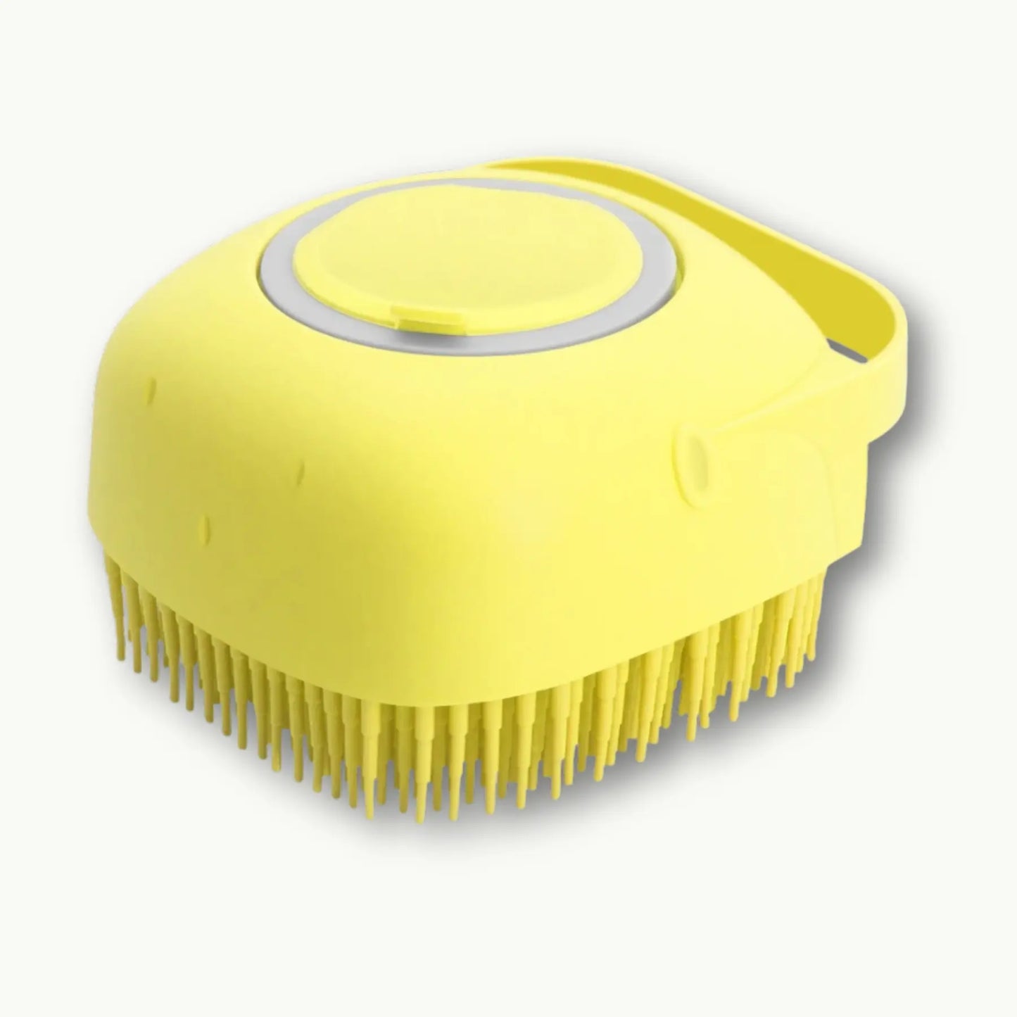 Yellow 2-in-1 silicone grooming brushes for pets