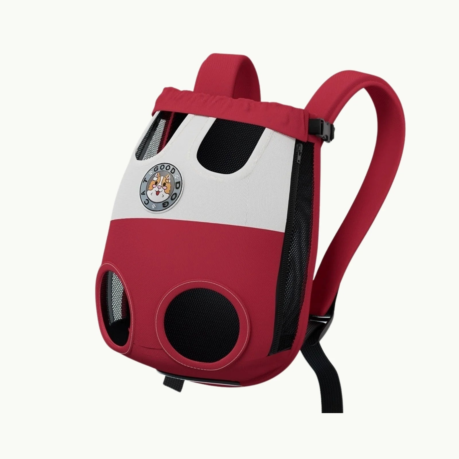 PawPorter pet carrier backpack in red and black design