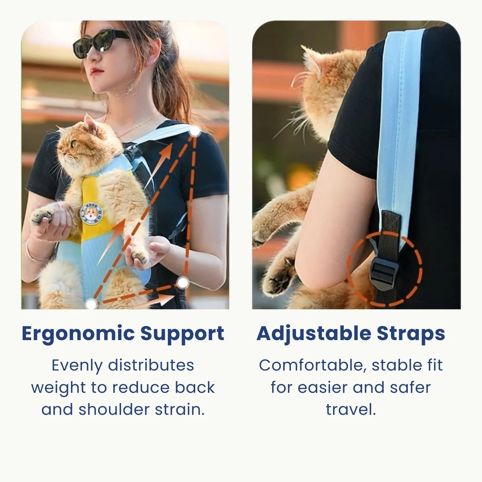 Ergonomic support and adjustable straps pet carrier backpack