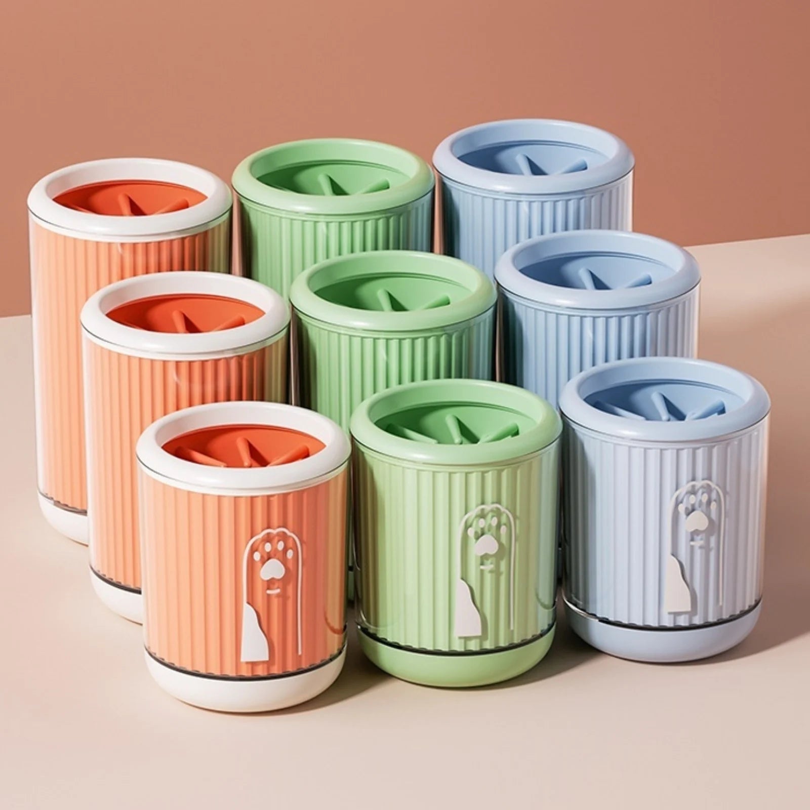 PawClean paw washer cups in multiple colors and sizes