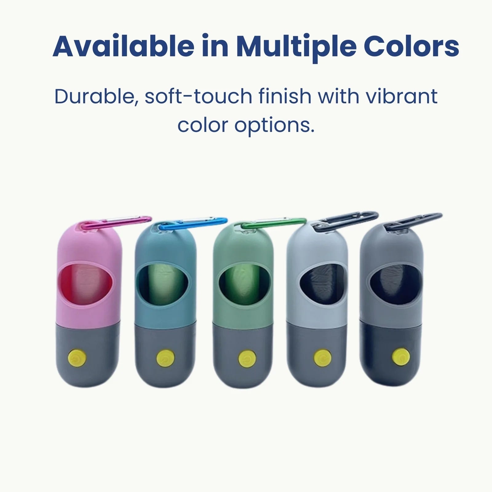 LED pet waste bag dispensers available in multiple colors