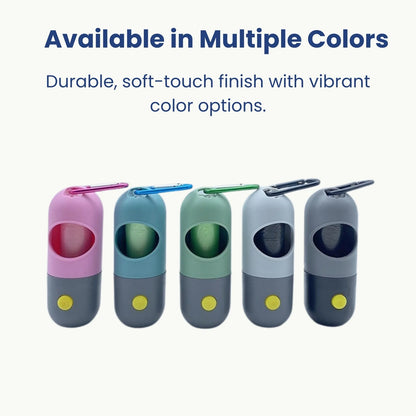 LED pet waste bag dispensers available in multiple colors
