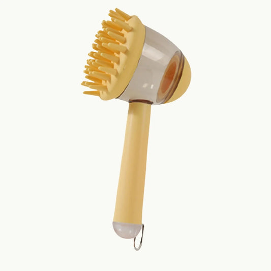 LookPaw™ 3-in-1 pet grooming brush with silicone bristles and shampoo dispenser