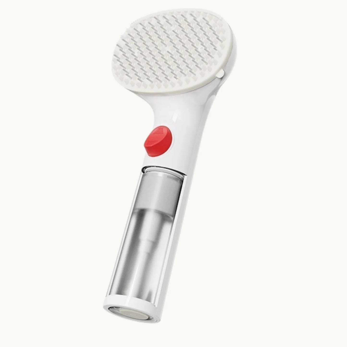 AquaGroom 3-in-1 pet grooming brush with built-in soap dispenser white