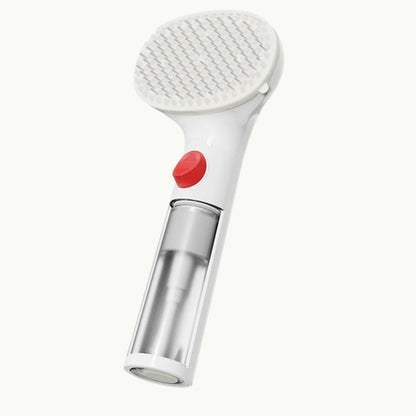 AquaGroom 3-in-1 pet grooming brush with built-in soap dispenser white