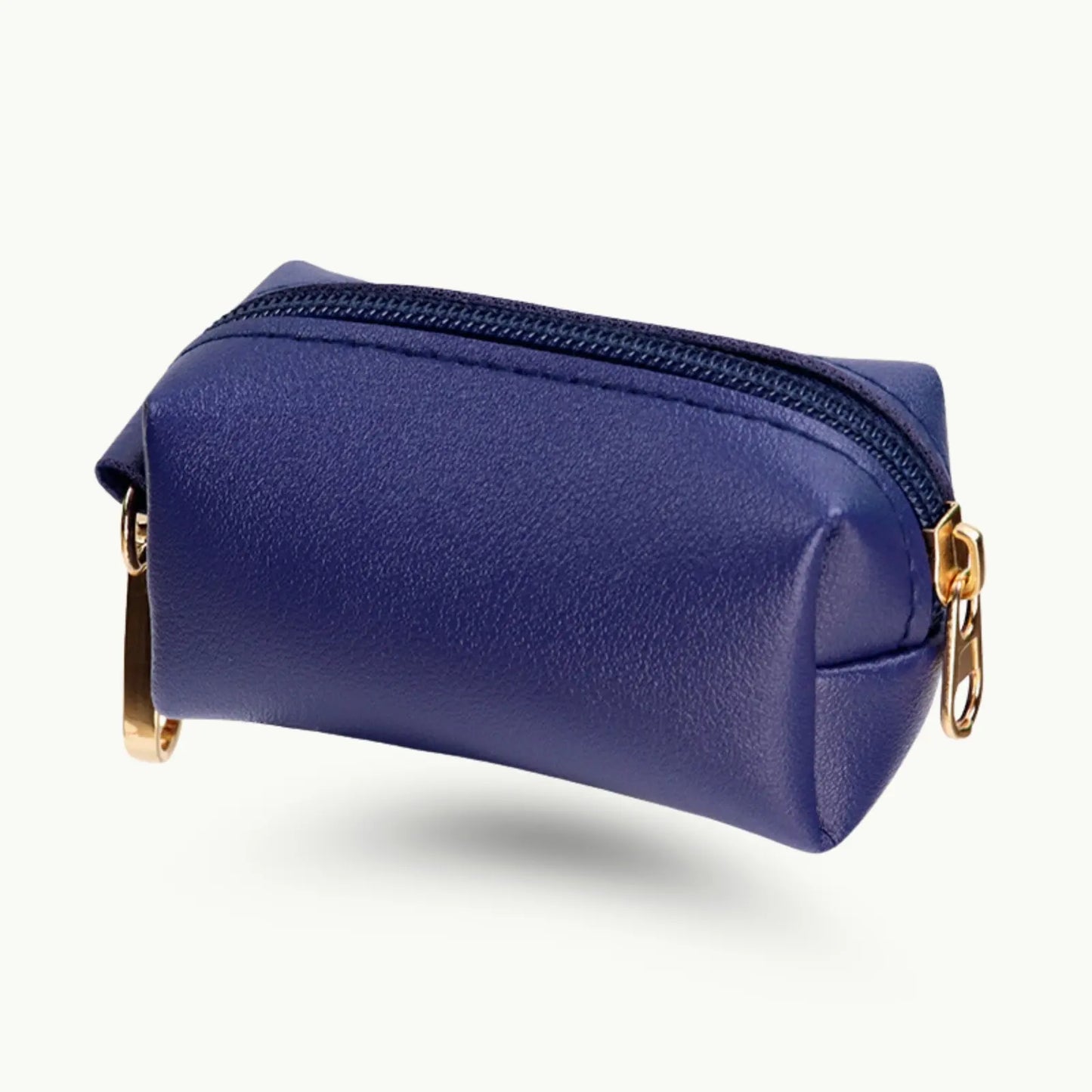 Sapphire blue portable poop bag holder with PU leather design