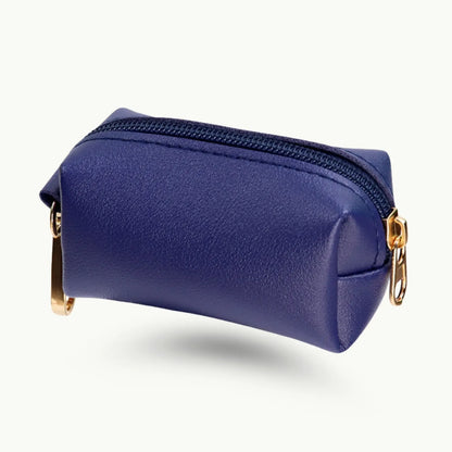 Sapphire blue portable poop bag holder with PU leather design