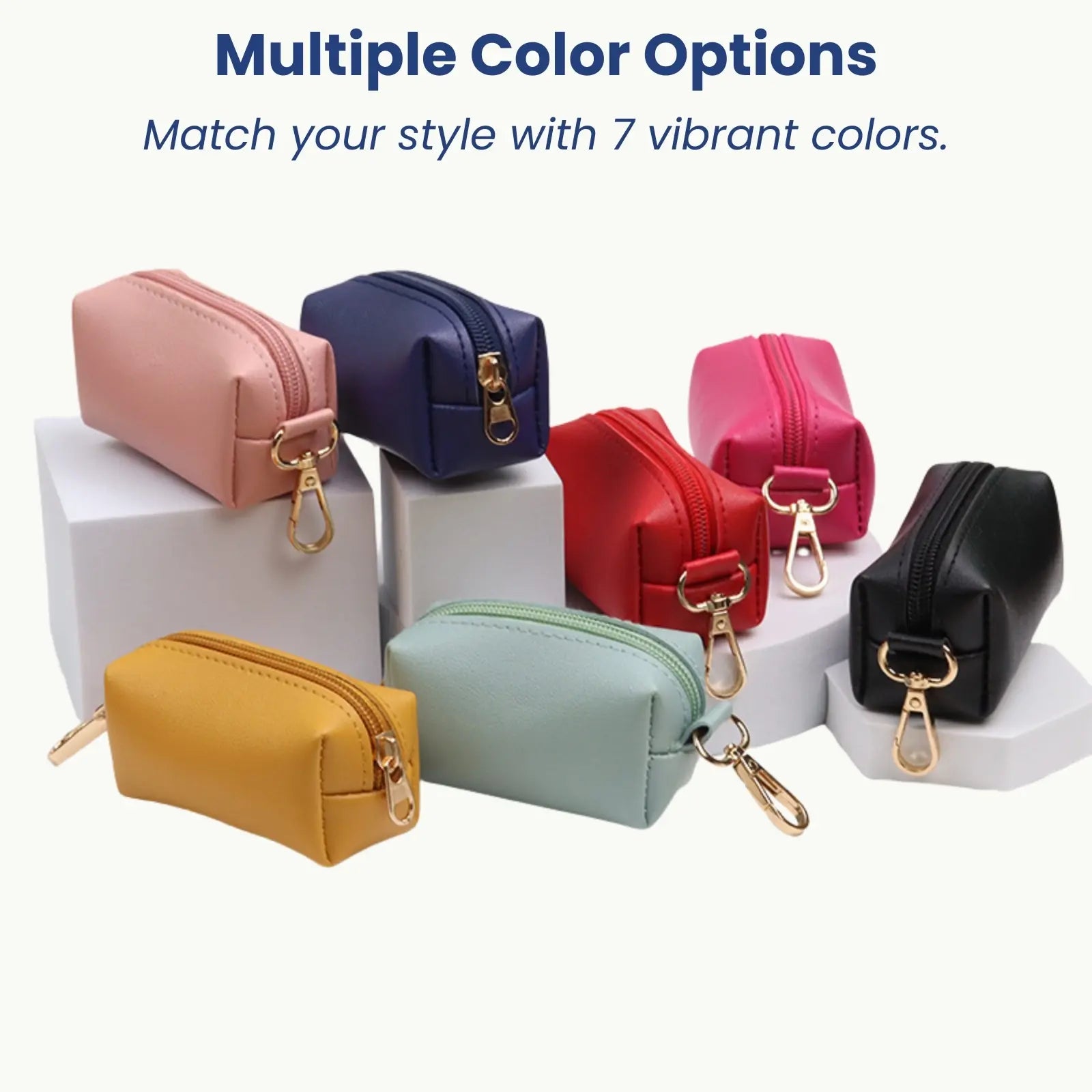 Dog poop bag holders in multiple vibrant color options