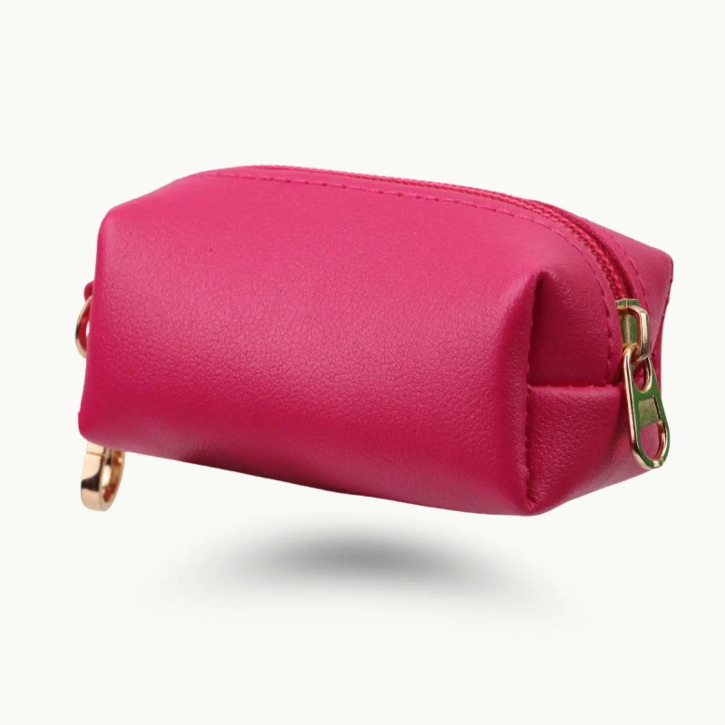 Rose red portable dog poop bag holder with gold clip
