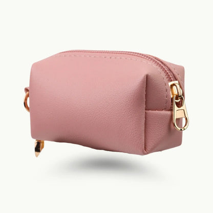 Light pink portable poop bag holder with zipper closure