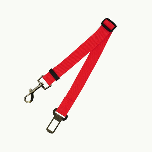 Red LookPaw™ adjustable dog car seat belt with metal clip and buckle