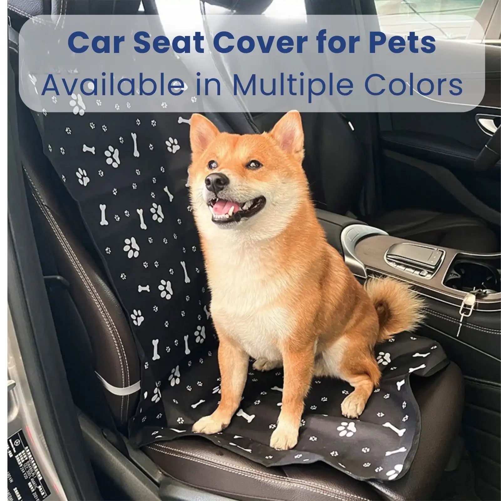 Dog sitting on LookPaw™ waterproof car seat cover, easy to install