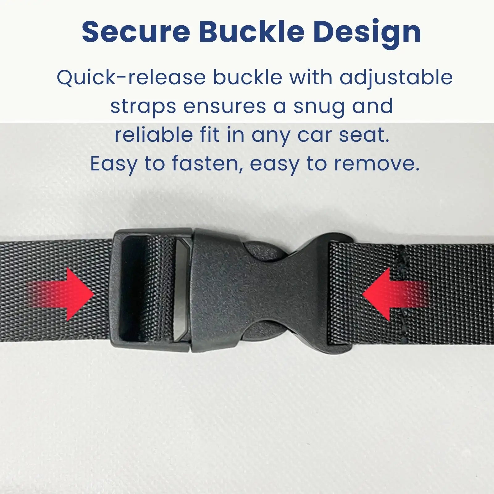Close-up of secure buckle design on LookPaw™ waterproof car seat cover