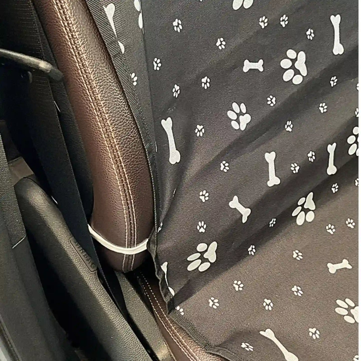 Brown LookPaw™ waterproof car seat cover for dogs, durable cloth material