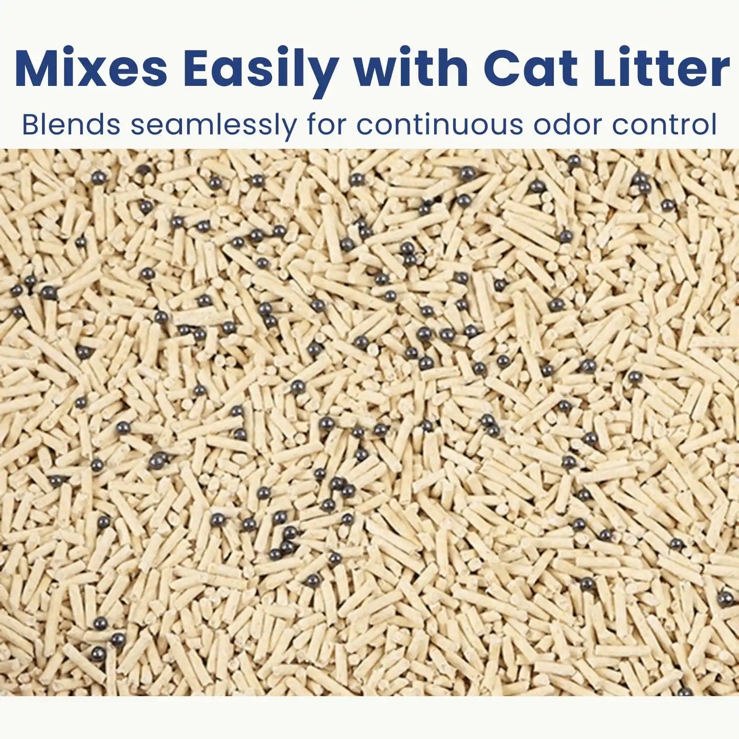 Cat litter deodorizer beads mixed with litter for easy odor removal