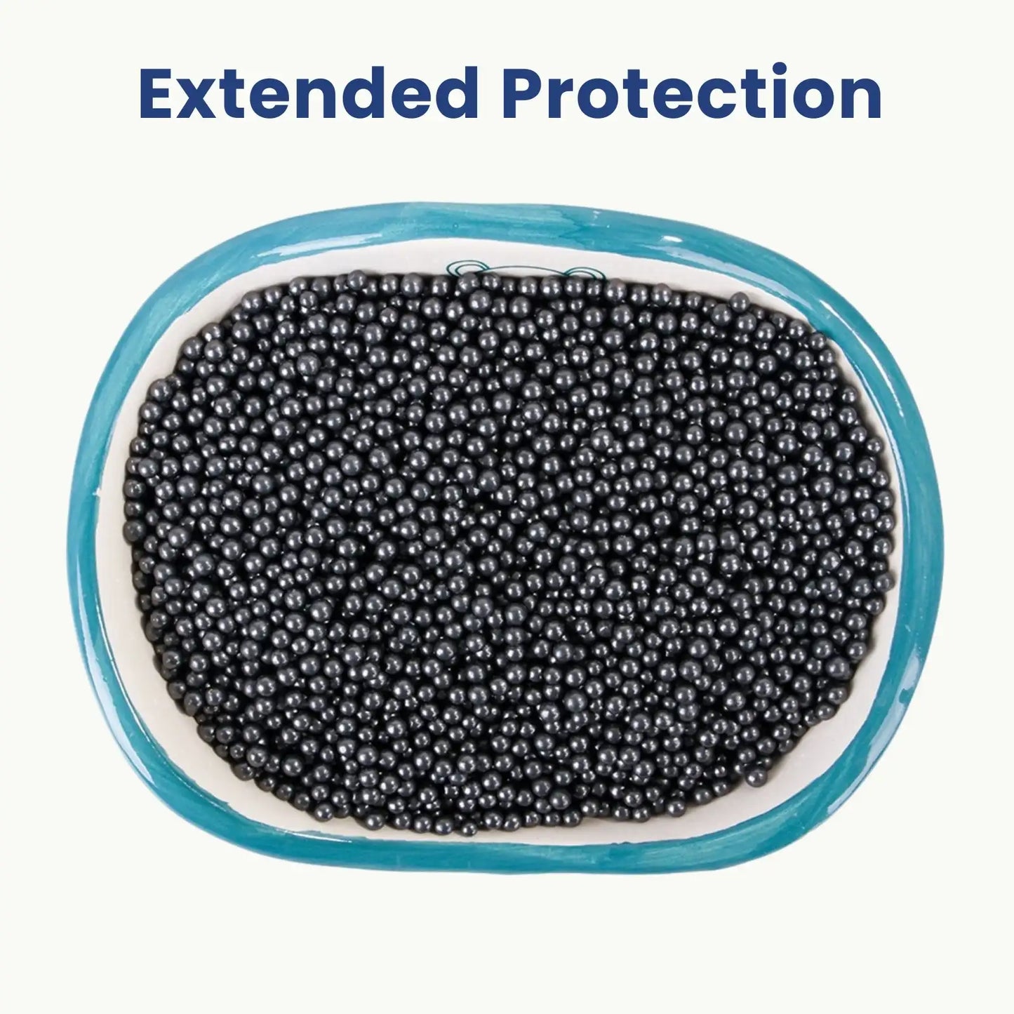Full bowl of activated carbon cat litter deodorizer beads for long-lasting freshness